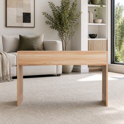 Rectangle Coffee Table 100CM Fluted Side Panel Pine Wood Grain Living Room