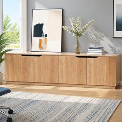 TV Unit Entertainment Storage Cabinet 180cm Pine Shelving Media Display