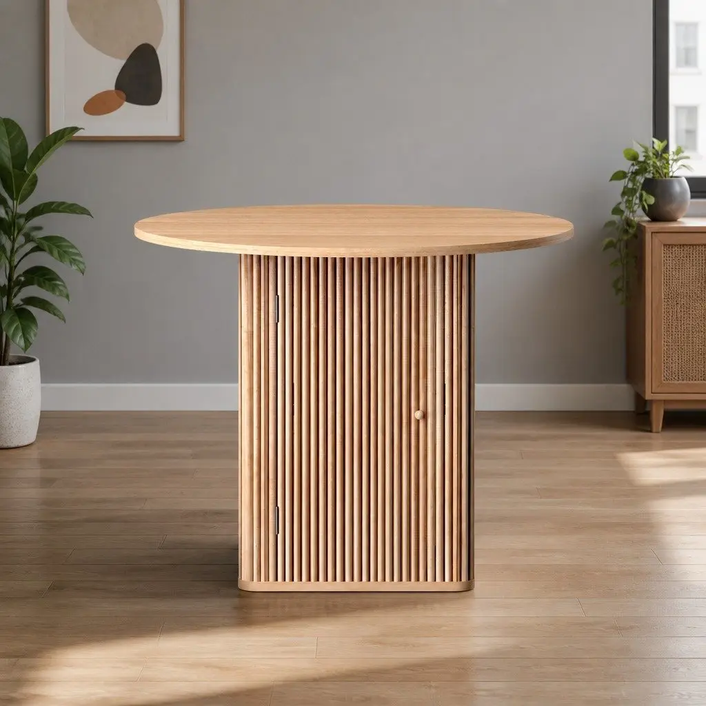Dining Table 1M Storage Base Pine Wood Seater Kitchen Furniture Modern Design