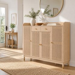 Shoe Rack Cabinet with Adjustable Shelves 26 Pairs Storage Pine Wood Legs