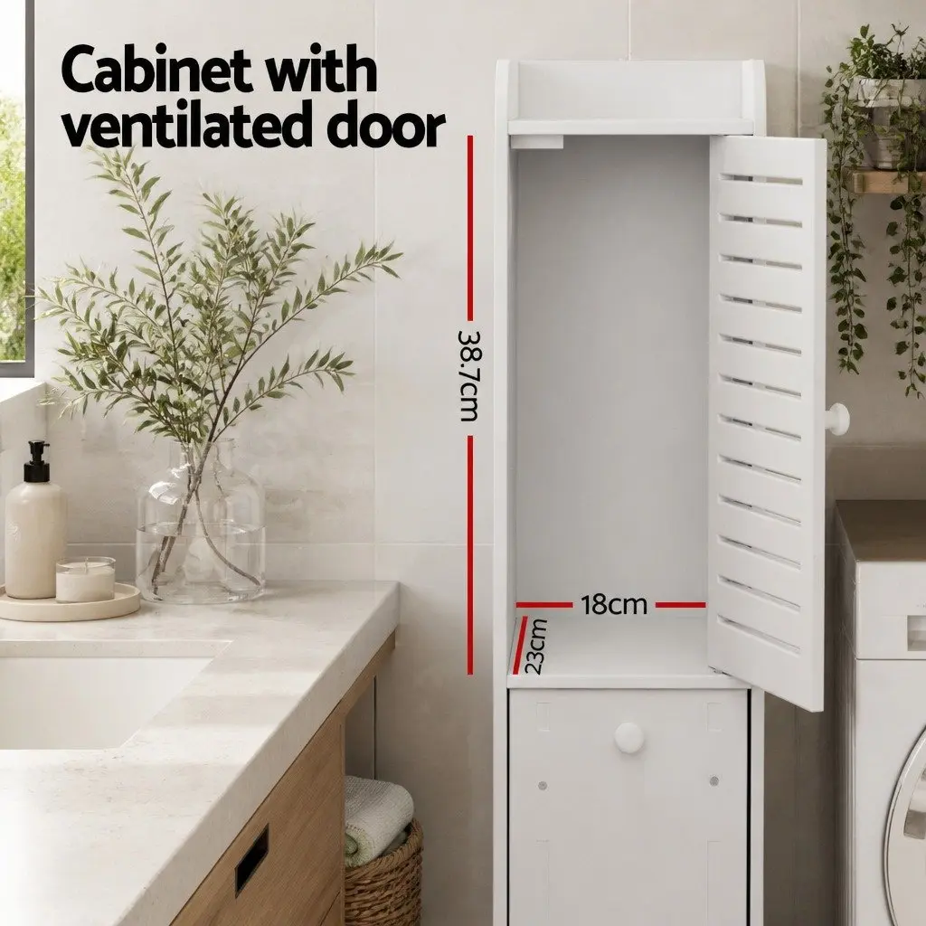 Bathroom Storage Cabinet 2X Toilet Laundry Tallboy Cupboard Drawers White