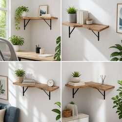 Floating Wall Shelf Corner Shelves Set of 4 Oak Wood Storage Display Organiser
