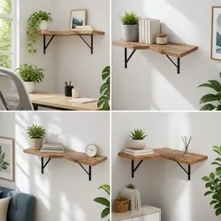 Floating Wall Shelf Corner Shelves Set of 4 Oak Wood Storage Display Organiser