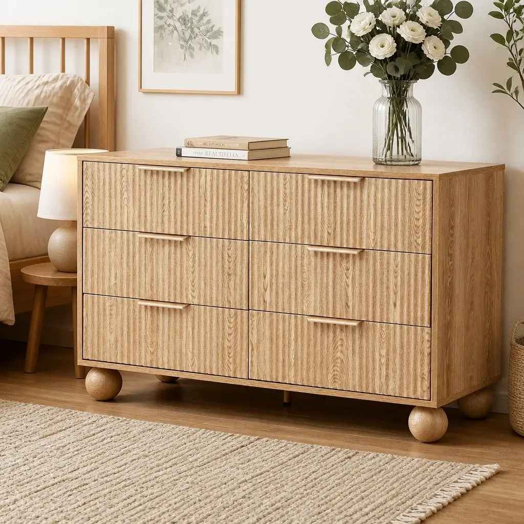 6 Drawer Chest of Drawers Dresser Tallboy Storage Cabinet Bedroom Furniture