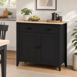 Buffet Sideboard Cabinet 90cm Storage Cupboard 2 Drawers Kitchen Pantry Black