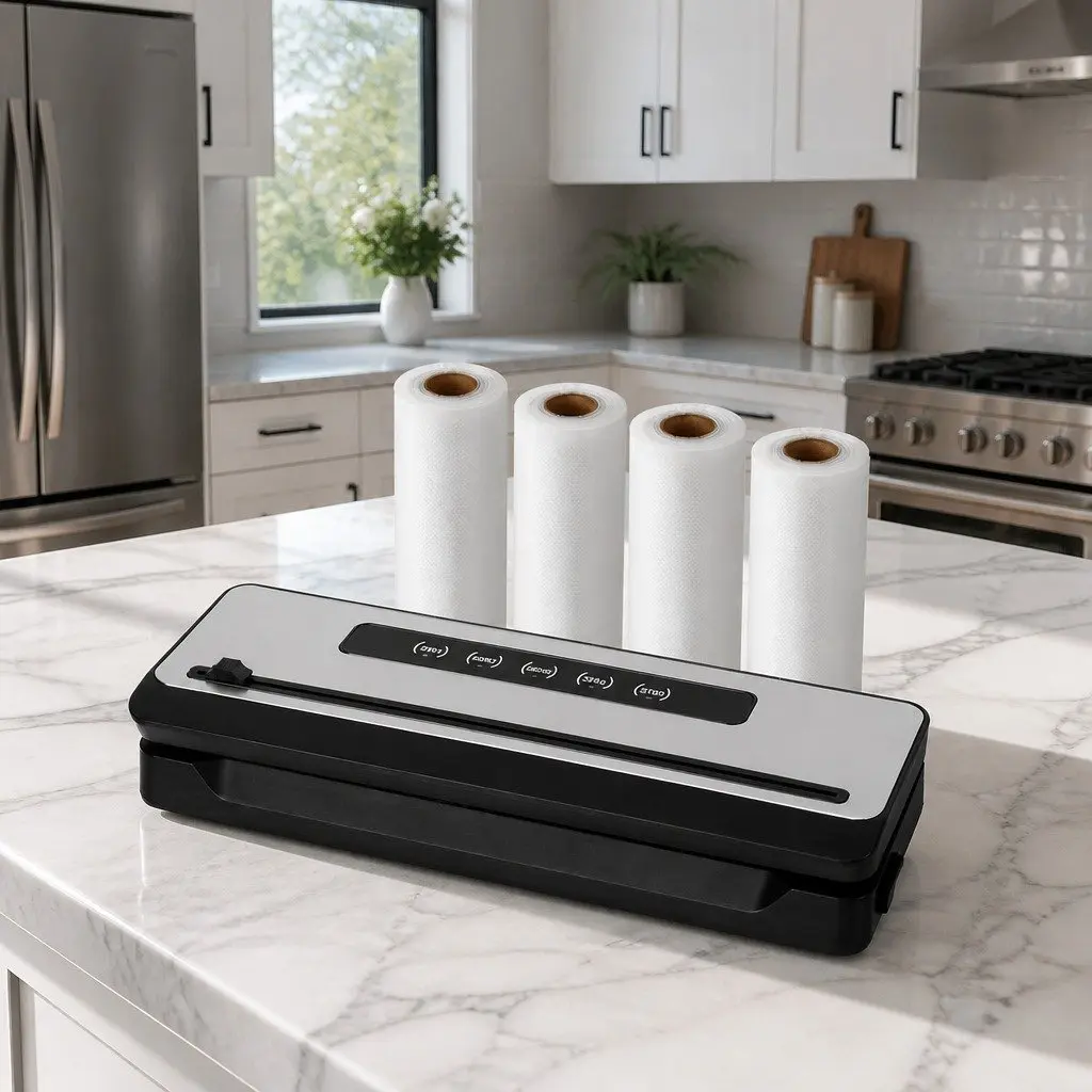 Food Vacuum Sealer Machine 110W Touch Control Cutter Dry Wet Canister Sealing