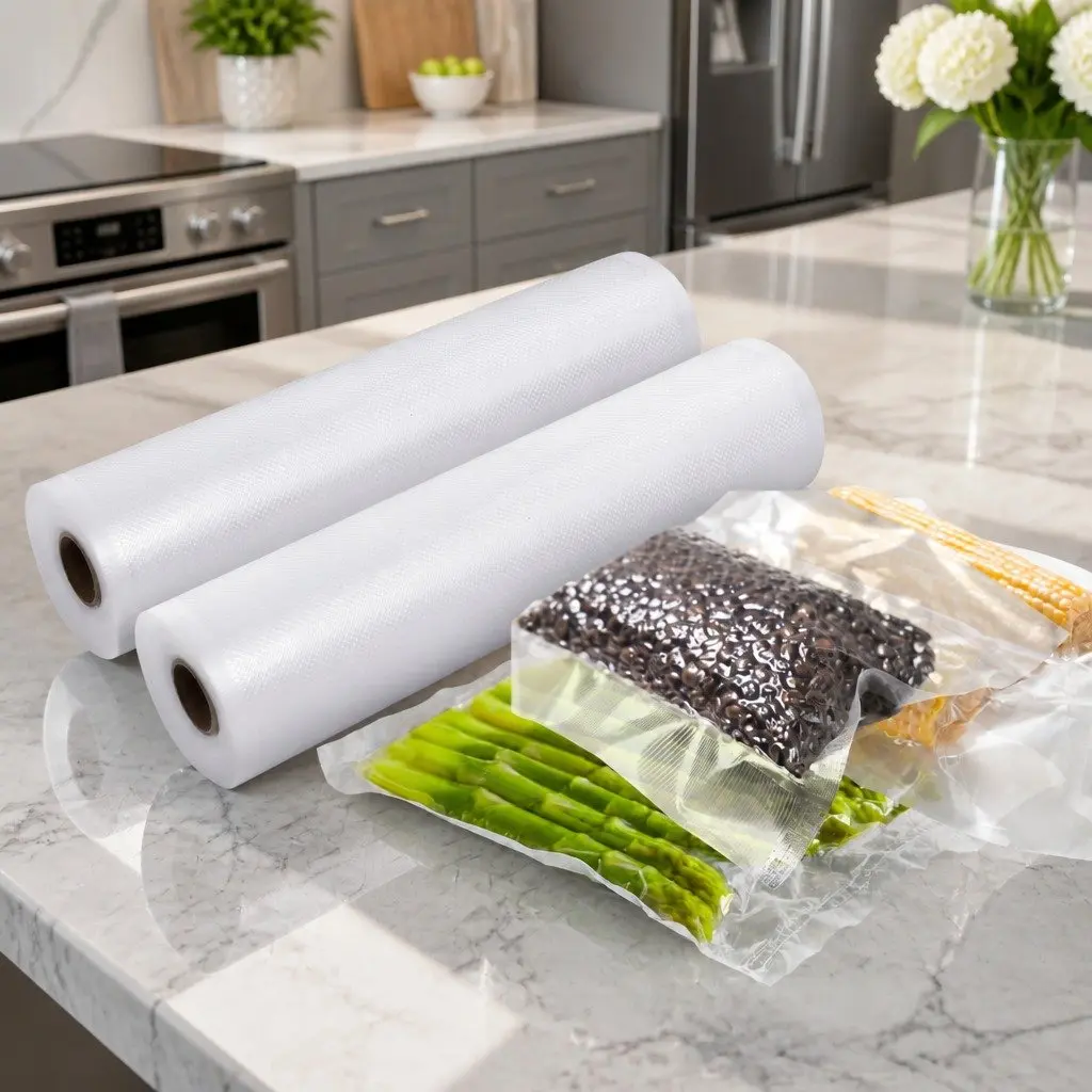 Food Vacuum Sealer Bags Transparent 28cm x 6m Heat Sealing Storage Saver