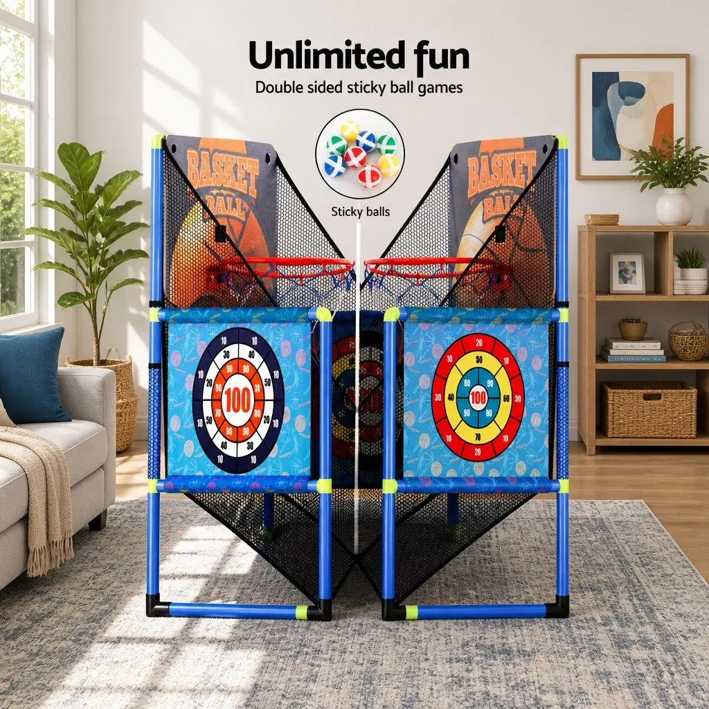 Basketball Shooting Game Machine 3-in-1 Electronic Scorer Adjustable Indoor