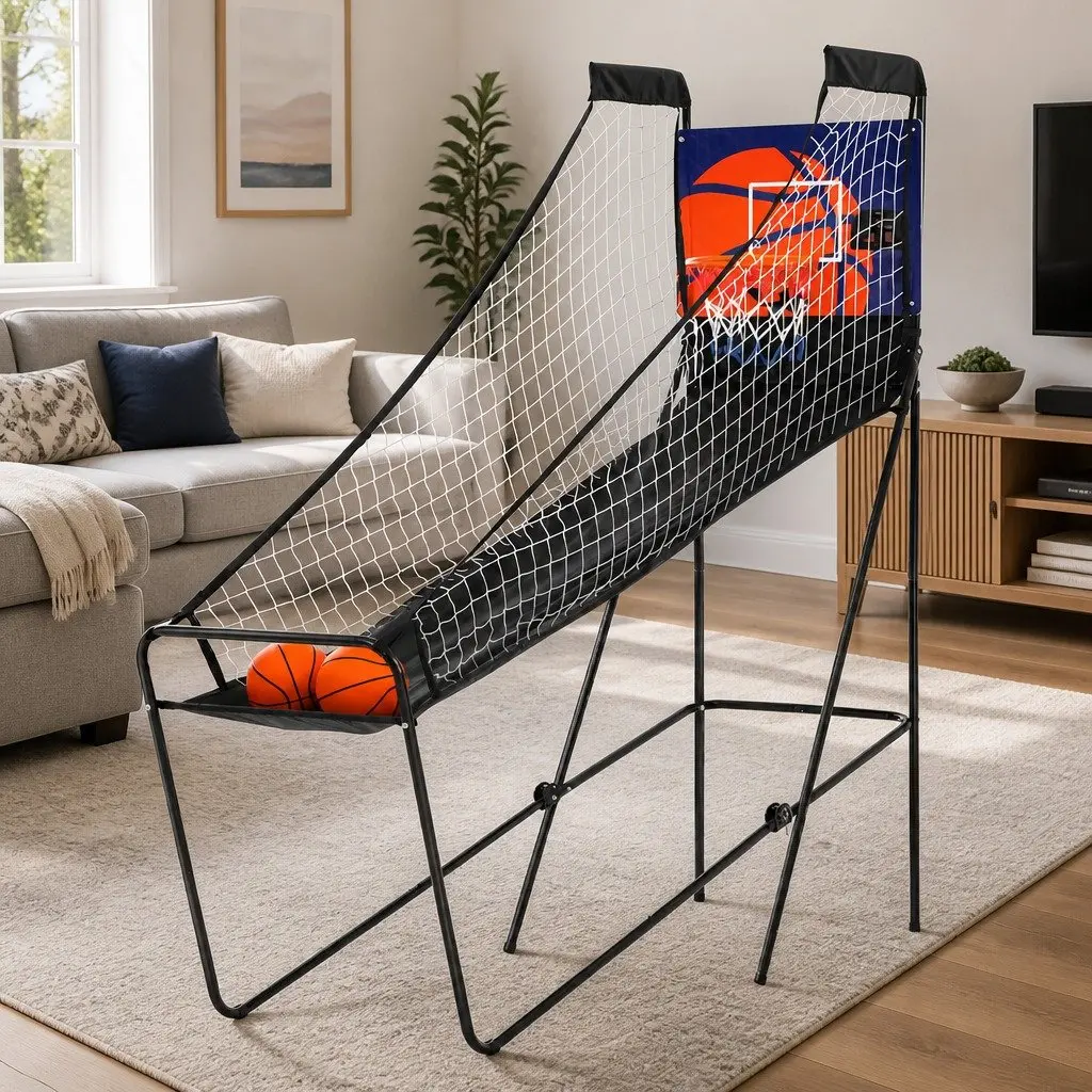 Basketball Shooting Machine Electronic Scorer Dual Player Indoor Outdoor Black