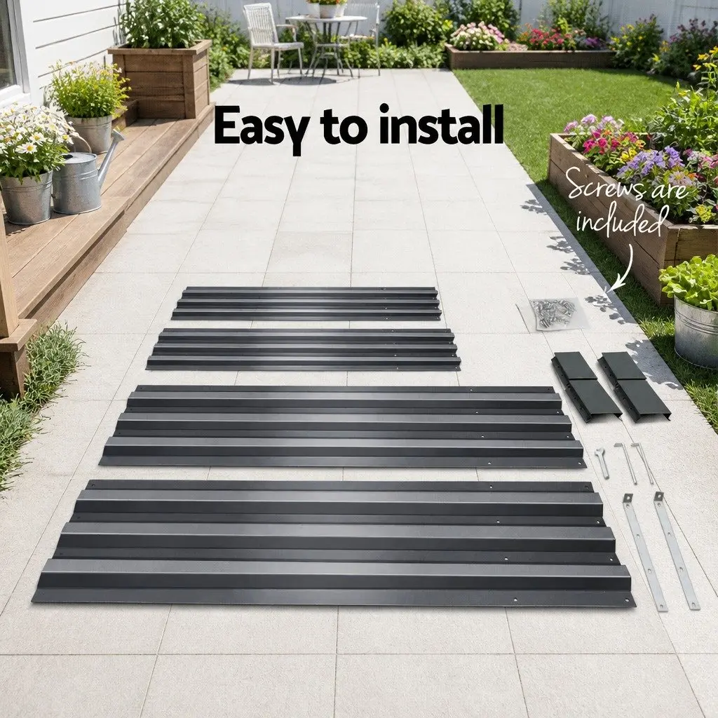 Raised Garden Bed Galvanised Steel 150x90cm Aluminium Grey Planter Box
