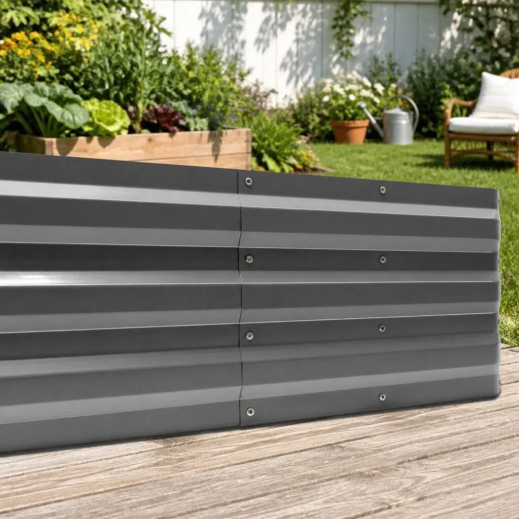 Raised Garden Bed Galvanised Steel 150x90cm Aluminium Grey Planter Box