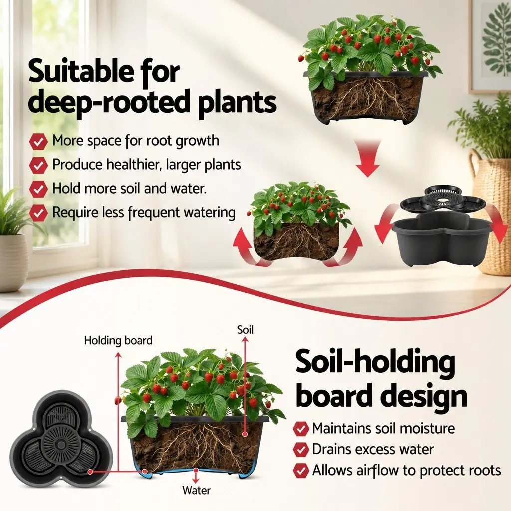 5-Tier Vertical Garden Planter Stackable Dark Grey with Wheels