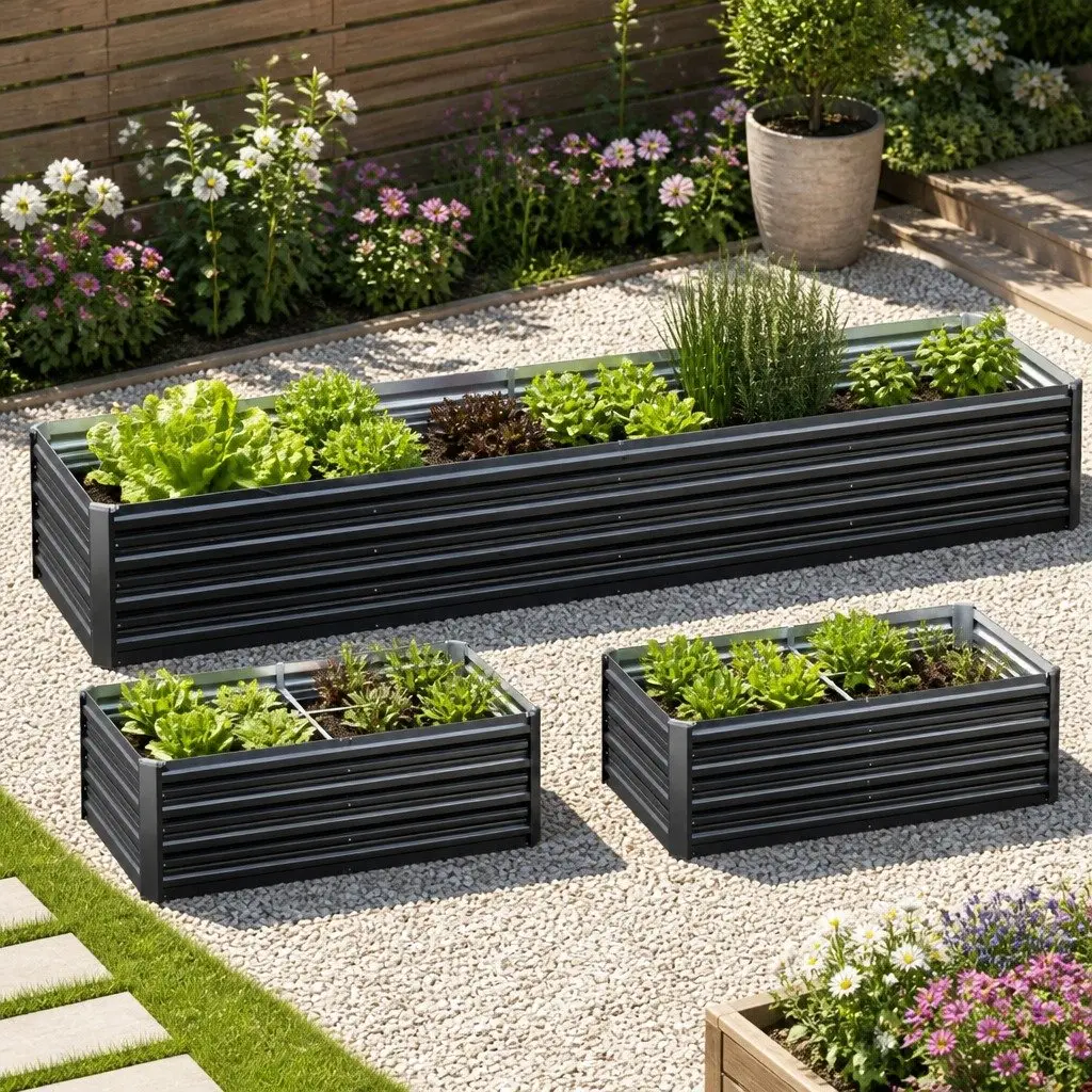 Raised Garden Bed 2-in-1 Kit 45cm Height 240cm Large Metal Planter Box
