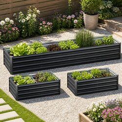 Raised Garden Bed 2-in-1 Kit 45cm Height 240cm Large Metal Planter Box