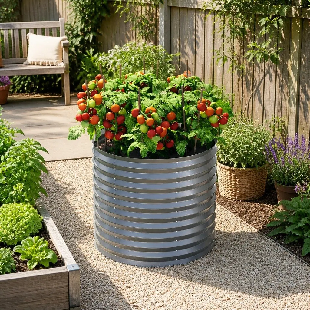 Raised Garden Bed Planter Box Galvanized Steel 80x68cm Aluminium Grey Outdoor Vegetable Flower Herb Planter