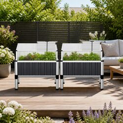 Raised Garden Bed x2 80x49x74cm Greenhouse Planter Polycarbonate Roof Herbs