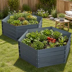 Raised Garden Bed 130x130x46cm Planter Box Galvanised Steel Container 2 Pack