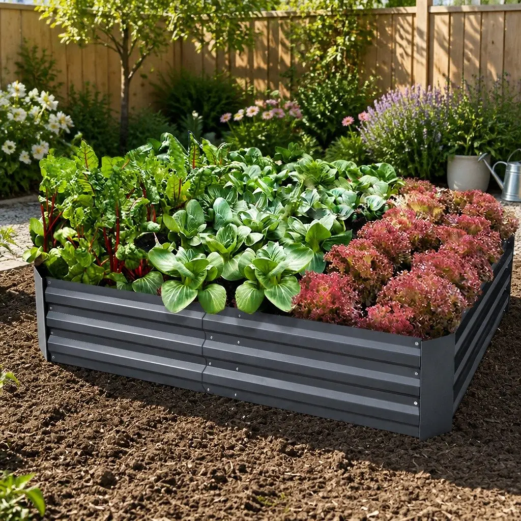 Raised Garden Bed Galvanised Steel 150x90cm Aluminium Grey Planter Box