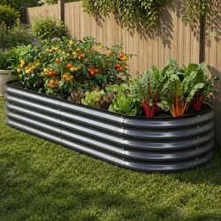 Raised Garden Bed 4 Pack Oval Galvanized Steel Planter Box Kit Vegetables