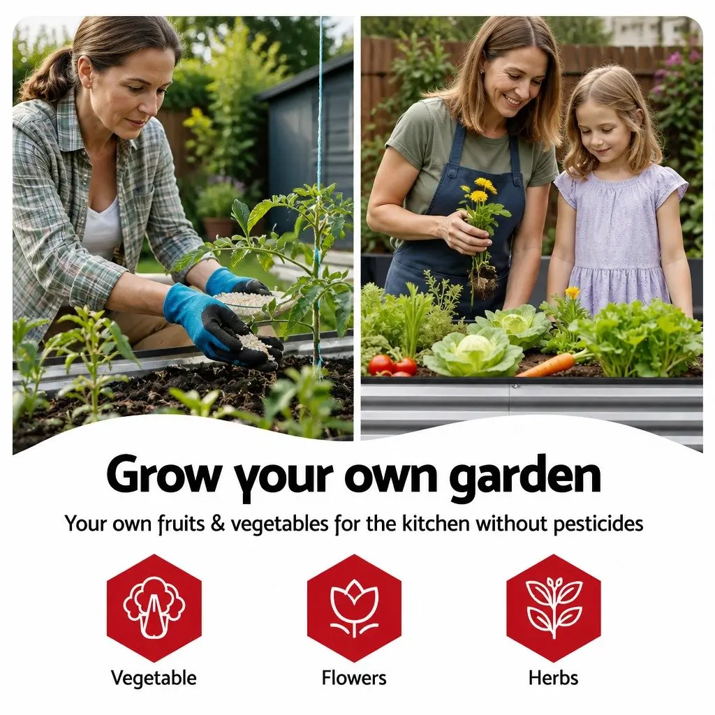 Raised Garden Bed Kit Galvanized Steel 240x80x42cm Oval 4 Piece