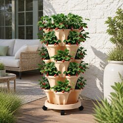 5 Tier Stackable Vertical Garden Bed Planter with Casters Indoor Outdoor Herbs