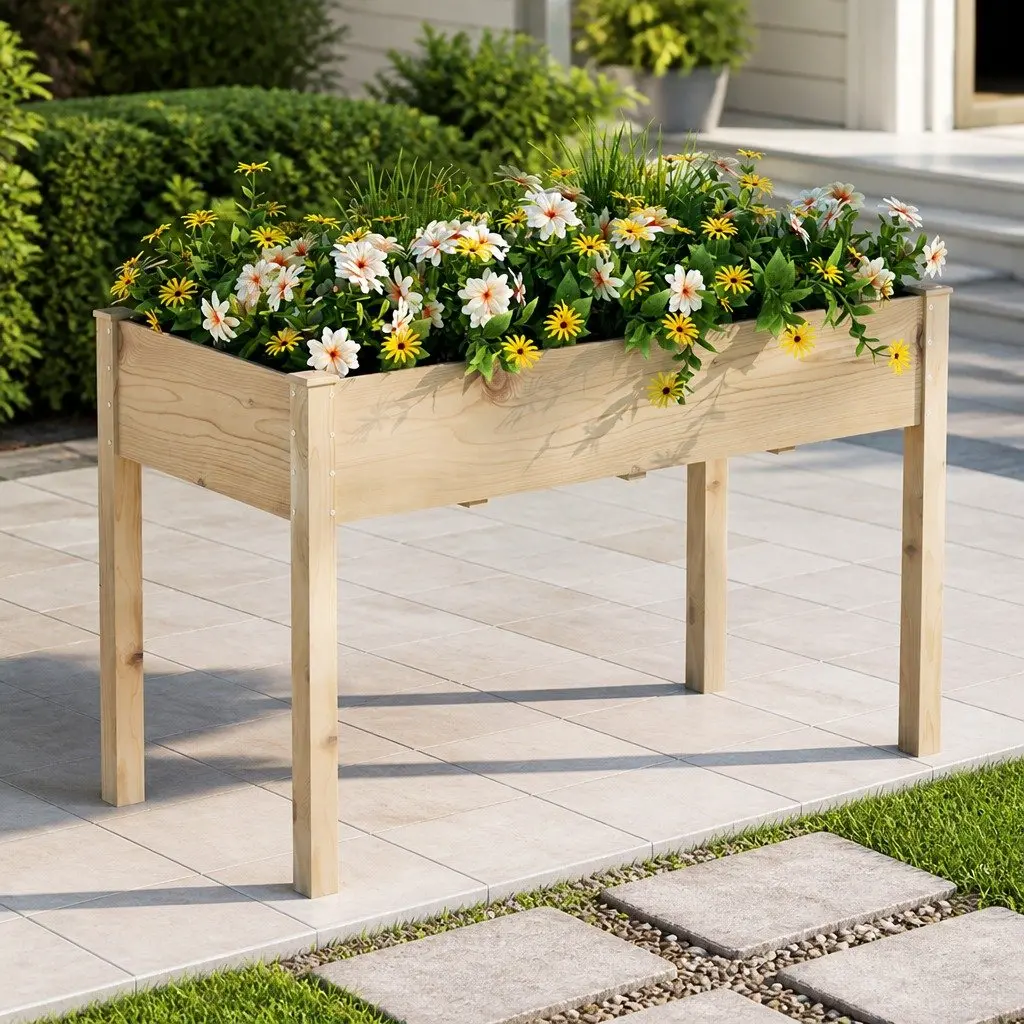 Raised Garden Bed Wooden Planter Box 120x60x80cm Elevated Container Backyard