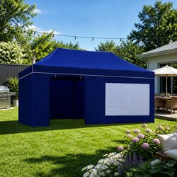 Pop Up Gazebo 3x6m Outdoor Canopy Marquee Folding Tent Garden Shade Blue