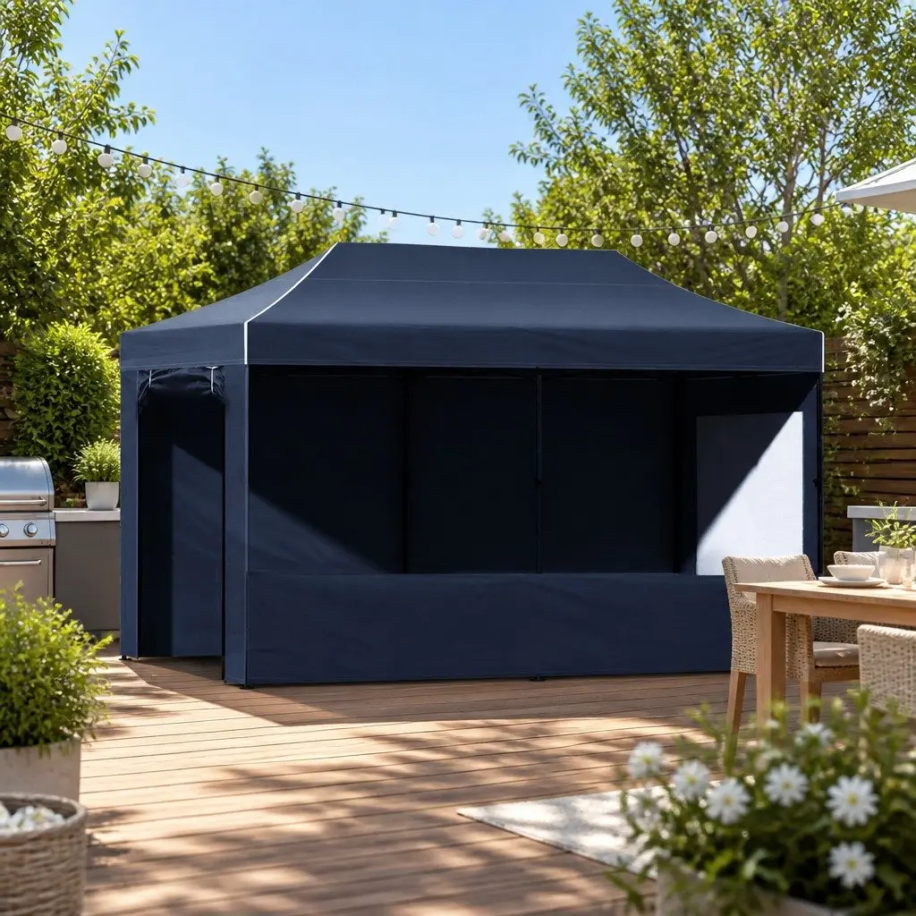 Pop Up Gazebo Folding Tent 3x6m Portable Canopy Black Outdoor Garden Camping