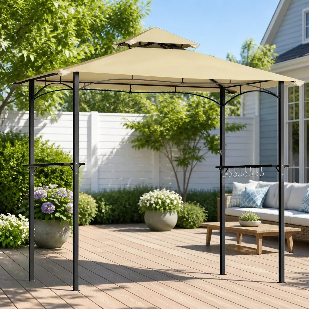 Outdoor Grill Gazebo Patio Shelter Canopy Shade BBQ Garden Marquee with Hooks