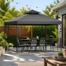 Grey Gazebo 3x3m Outdoor Canopy Tent Garden Wedding Party Event Shade Steel