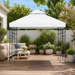 Iron Art Gazebo 3x3m Outdoor Garden Marquee Tent Wedding Party Shade White