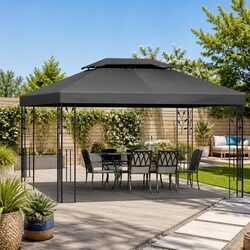 Gazebo 4x3m Marquee Outdoor Wedding Party Event Tent Home Shade Grey Iron Art
