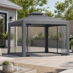 Gazebo Marquee 3m Outdoor Event Tent Camping Party Mesh Wall Canopy Grey