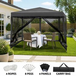 Pop Up Gazebo Canopy 3x3m Outdoor Marquee Camping Tent Garden Shade Mesh Wall