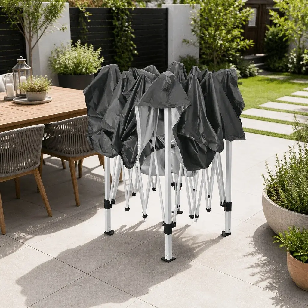Pop Up Gazebo Canopy 3x3m UV Resistant Waterproof Grey with Mesh Walls