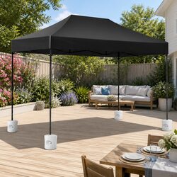 Pop Up Gazebo 3x4.5m Folding Marquee Tent Outdoor Canopy Base Pod Black