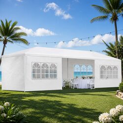Gazebo 3x9m Marquee Tent Outdoor Wedding Party Camping Canopy White 8 Panel