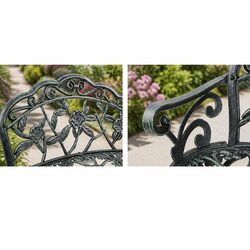 Garden Bench Seat 100cm Cast Aluminium Outdoor Patio Chair Vintage Green