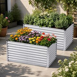 Raised Garden Bed 2 in 1 Modular Planter Box 240x80x60cm Galvanised Steel