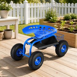 Garden Rolling Stool 360 Swivel Adjustable Height Seat Wheels Outdoor Gardening
