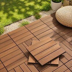 Wood Deck Tiles 30x30cm Interlocking Floor Tiles for Patio Balcony Garden
