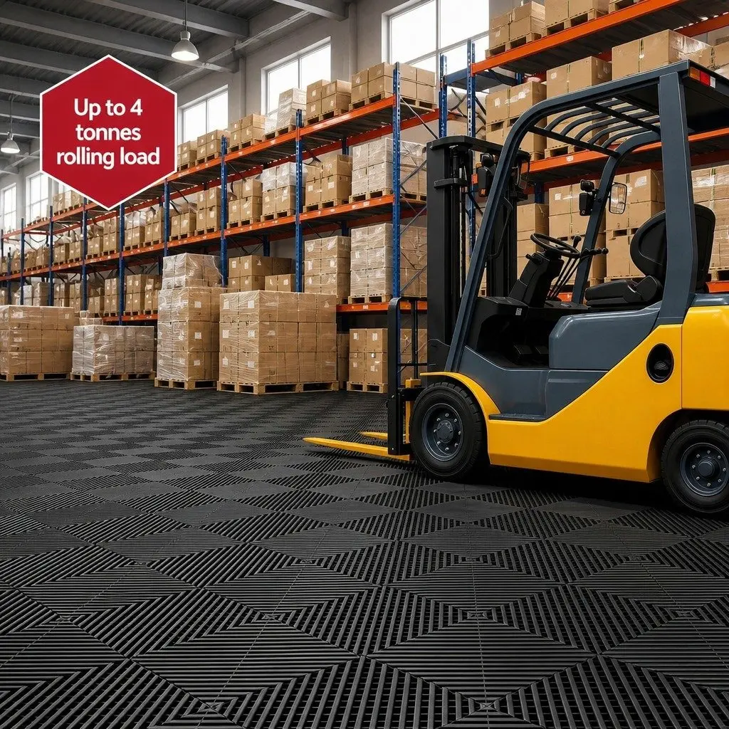 Interlocking Garage Floor Tiles Non-Slip Heavy Duty 40x40cm Black 20 Piece
