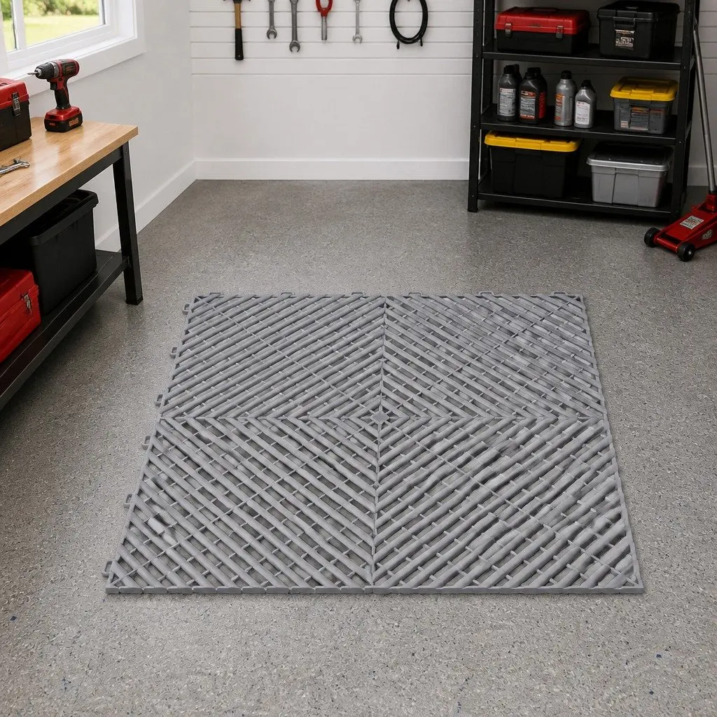 Interlocking Floor Tiles Heavy Duty Non-Slip 40x40cm Grey 20 Piece