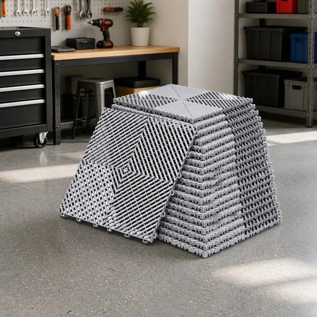 Interlocking Floor Tiles Heavy Duty Non-Slip 40x40cm Grey 20 Piece