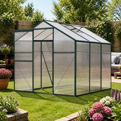 Greenhouse 1.9x1.9x1.83M Aluminium Polycarbonate Garden Plant Growing House Shed