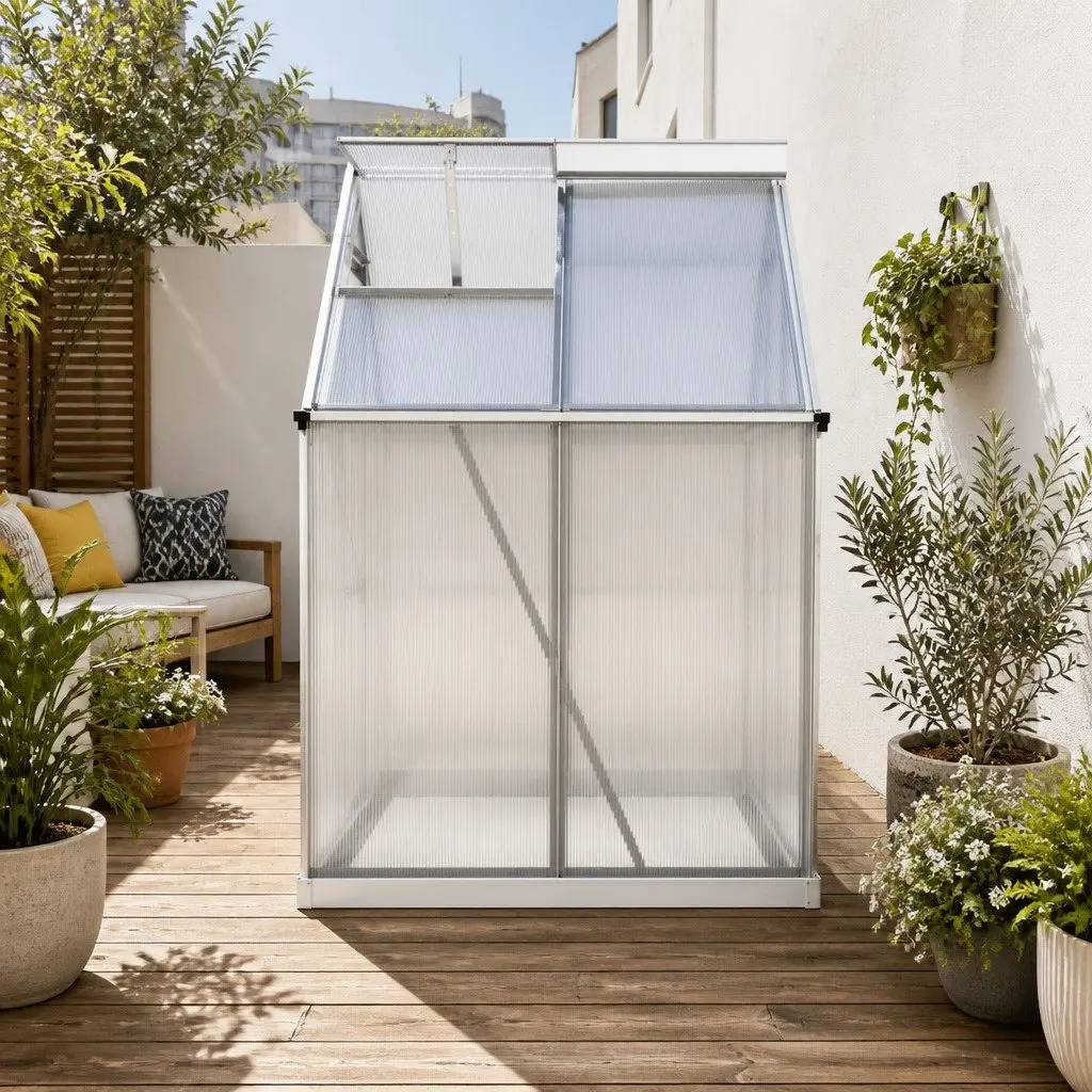 Aluminium Polycarbonate Greenhouse Garden Storage Shed 3.1M x 1.9M Transparent