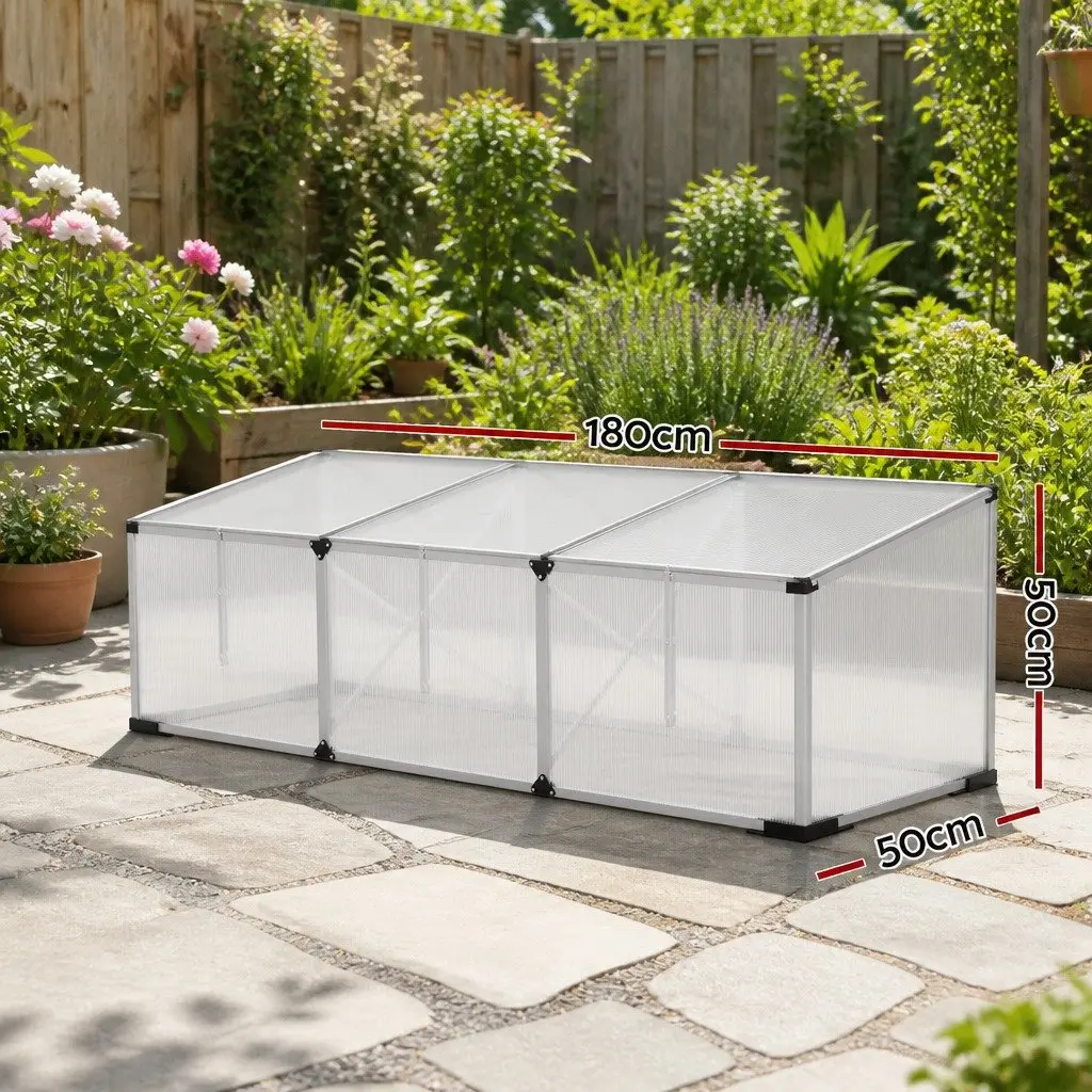 Aluminium Greenhouse 180x50x50CM Cold Frame Polycarbonate Plant Grow House