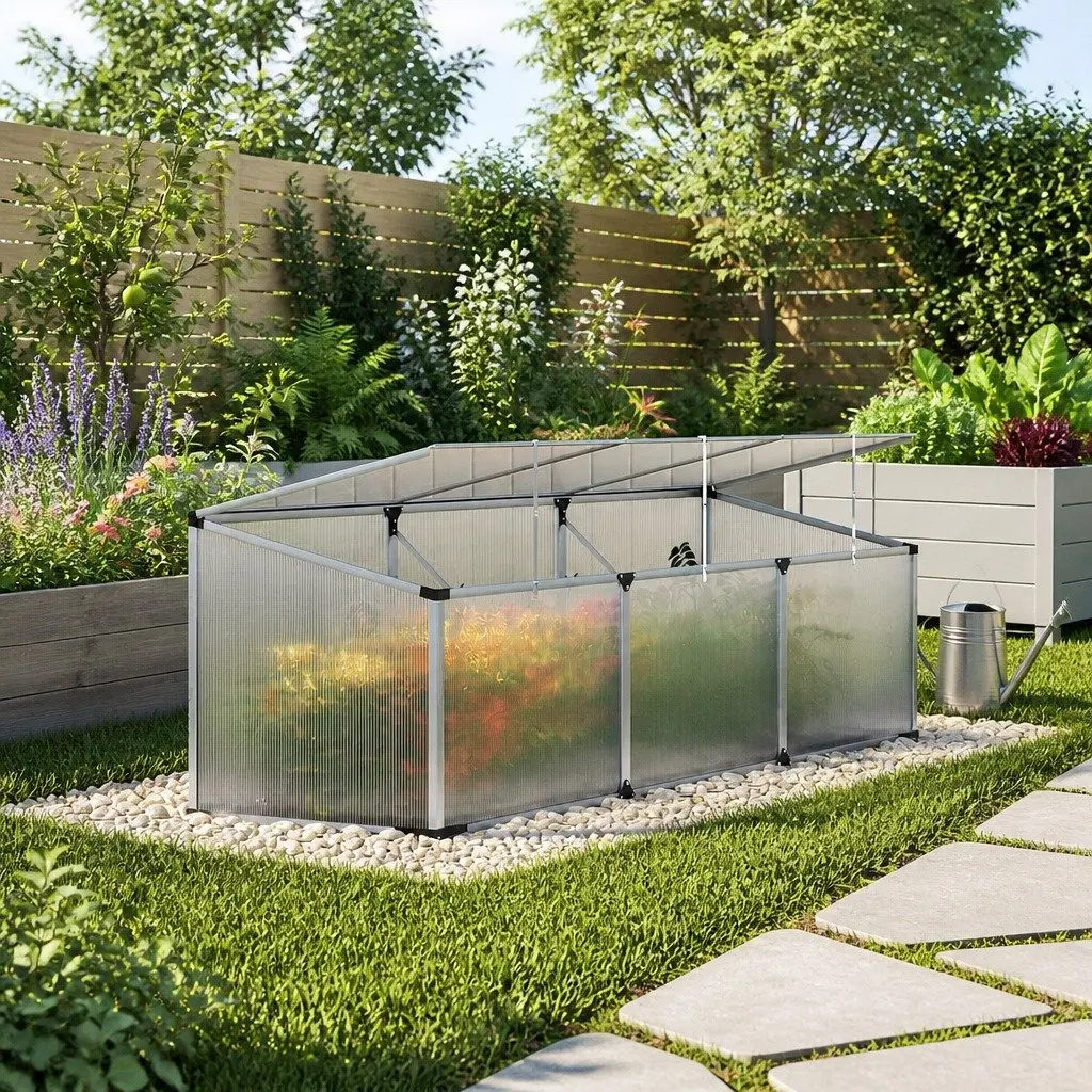 Aluminium Greenhouse 180x50x50CM Cold Frame Polycarbonate Plant Grow House