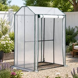 Mini Greenhouse PE Cover Roll-Up Zippered Door Portable Garden Plant Protection