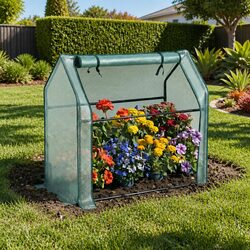 Mini Greenhouse 91x46x84cm Steel Frame PE Cover Outdoor Garden Shelter Plant